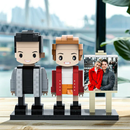 Cool Couple Full Body Customizable 2 People Photo Frame Custom Cute Brick Figures Universal Interlocking Plastic Toy Gifts for Him