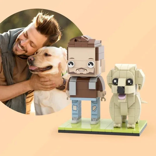 Pets Lovers Gifts Customizable Labrador Fully Body People With Dog Universal Interlocking Plastic Toy Custom Brick Figures Beautiful Scenery Brick Me Figures