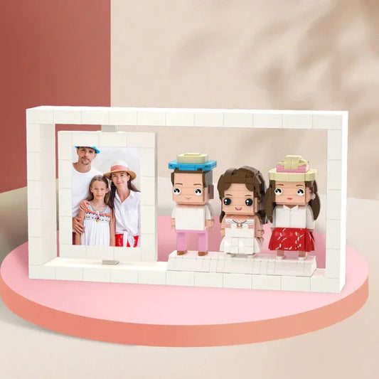 Gifts for Family Full Body Customizable 3 People Custom Brick Figures Universal Interlocking Plastic Toy Photo Frame Small Particle Block